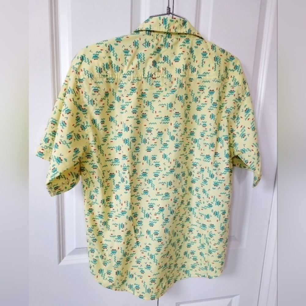 Vintage Yellow Geometric Fish Boats &Waves Shirt Gitano 70s 80s Hallowen Costume - Picture 5 of 5